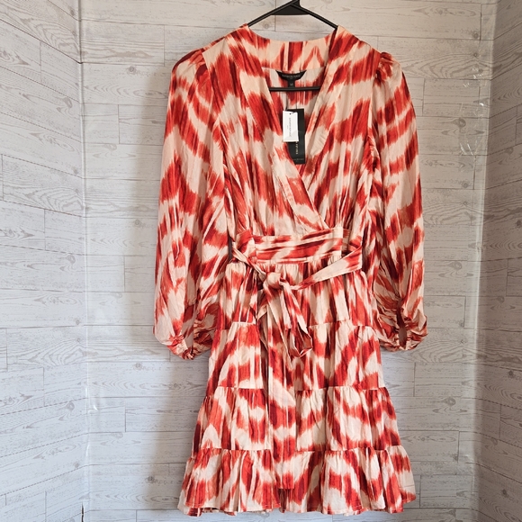 Banana Republic Dresses & Skirts - Banana Republic Red and Cream Printed  Tiered Dress